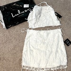 Lulus two piece white top and skirt